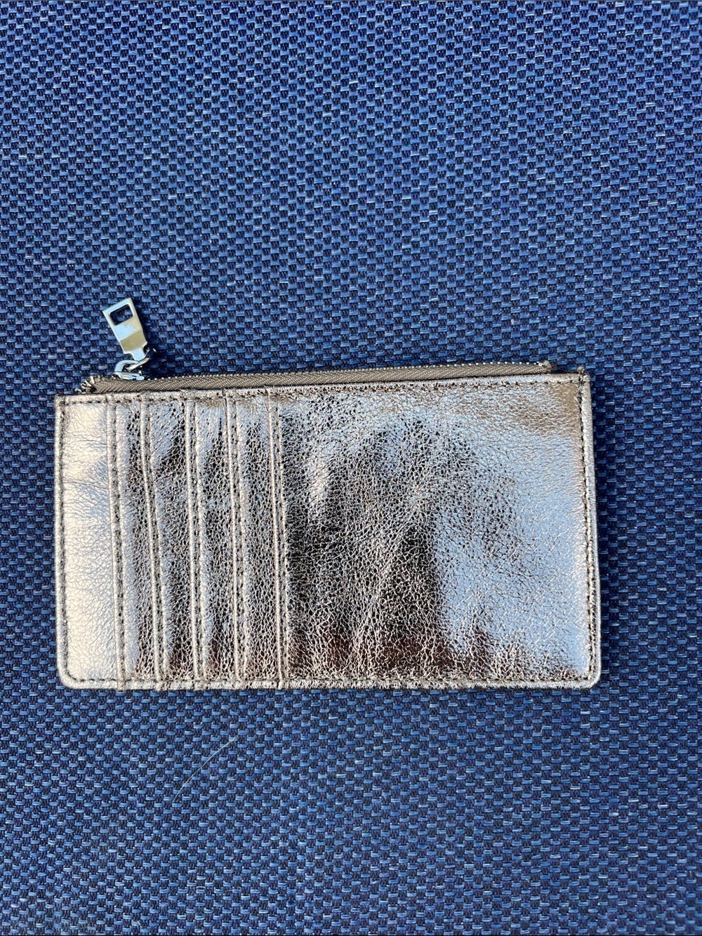 Metallic Silver Card Holder Wallet with Zip